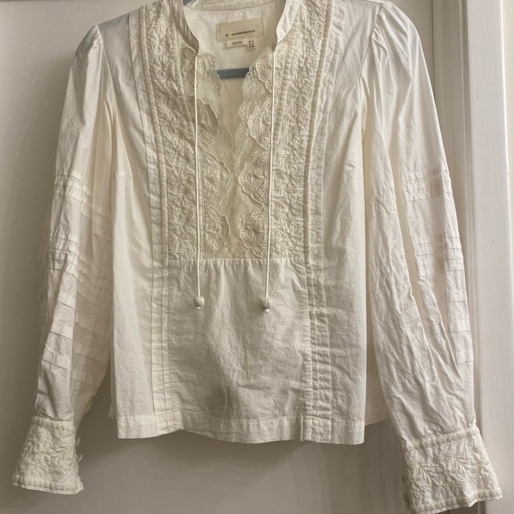 Anthropologie White Lace Blouse